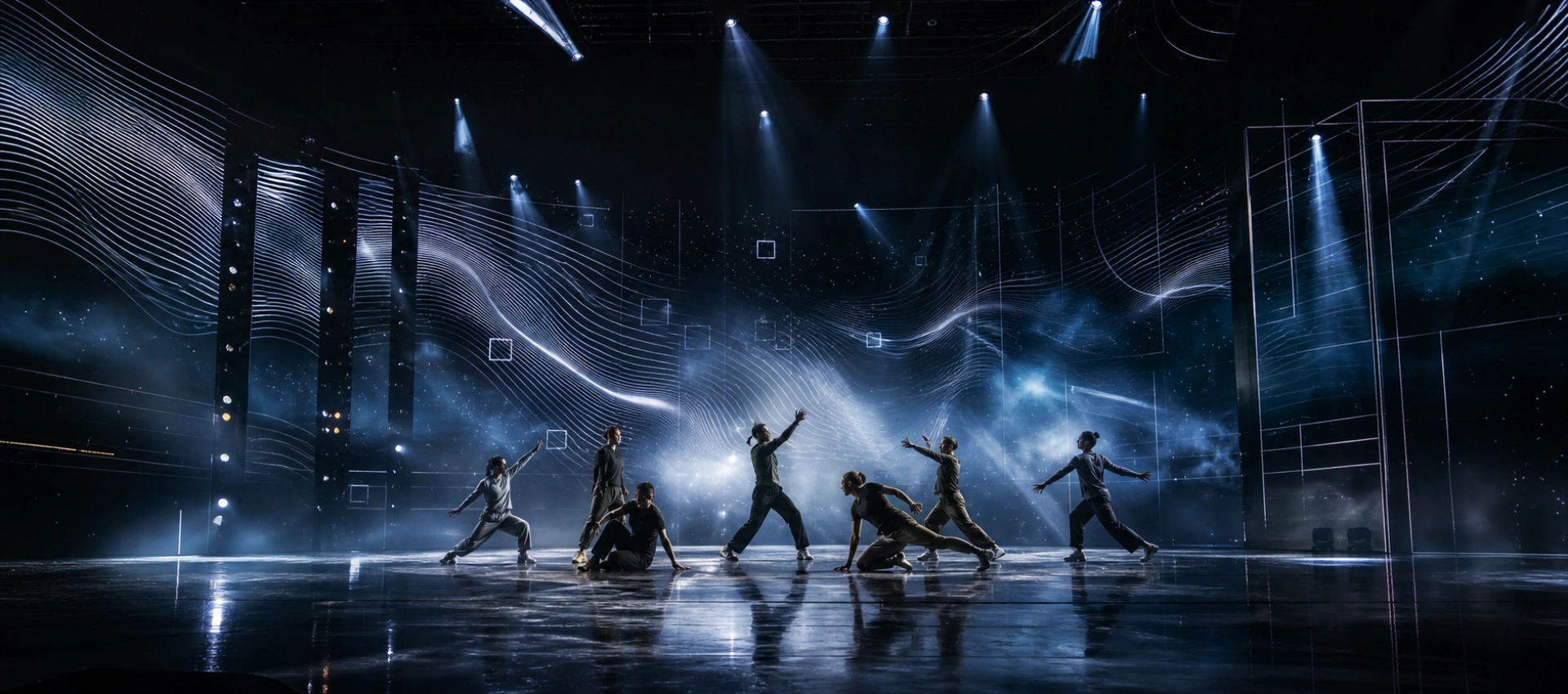 Panoramic dance stage with LED and projection visuals
